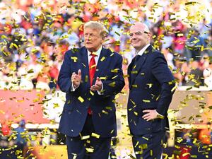 US-Präsident Donald Trump und FIFA-Präsident Gianni Infantino beim WM-Finale in East Rutherford im New-York-New-Jersey-Stadion.