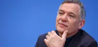 Co-party leader of Germany's left-wing party The Left (Die Linke) Jan van Aken attends a press conference after the German general election in Berlin, Germany February 24, 2025. REUTERS/Lisi Niesner