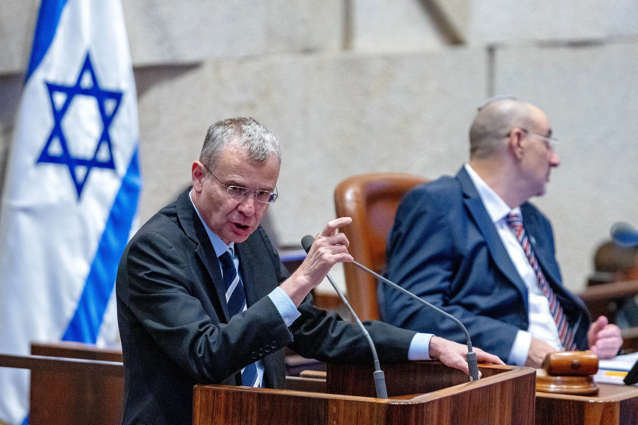 Justice Minister Yariv Levin addresses the Knesset in June. Credit: Olivier Fitoussi Justice Minister Yariv Levin addresses the Knesset in June.
