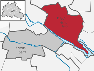 Friedrichshain auf der Karte von Friedrichshain-Kreuzberg