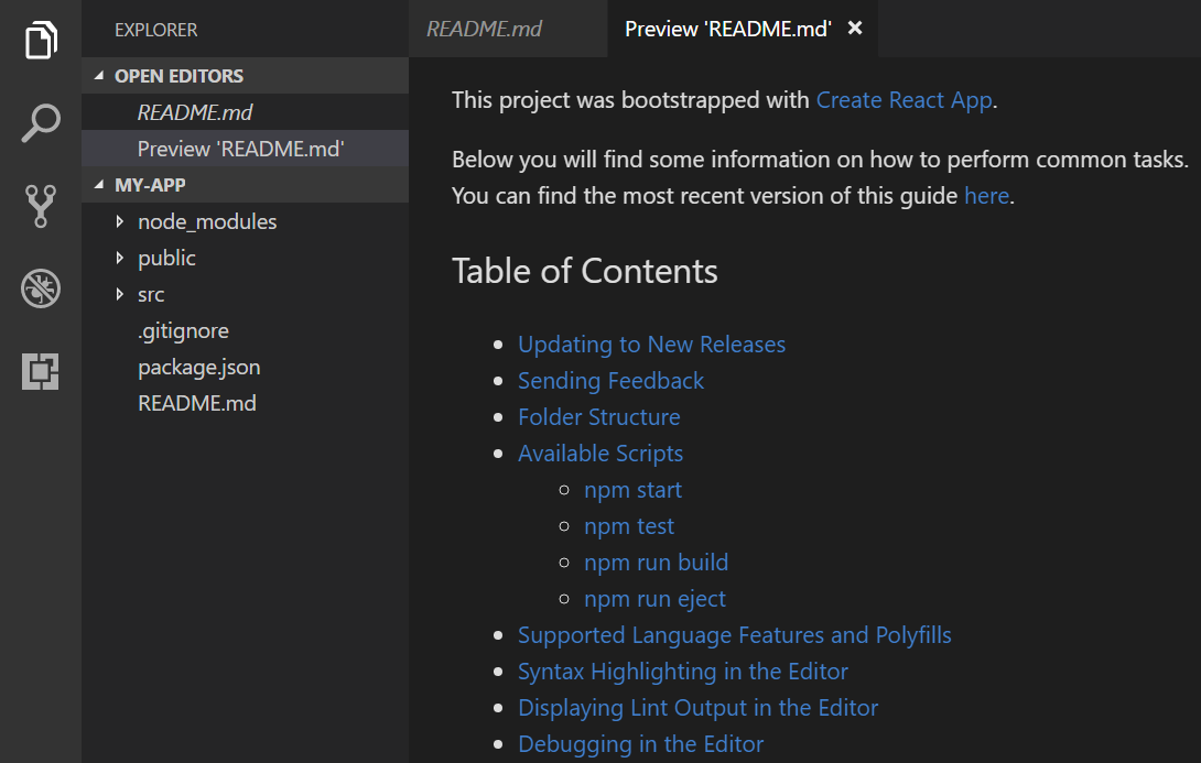 README markdown preview