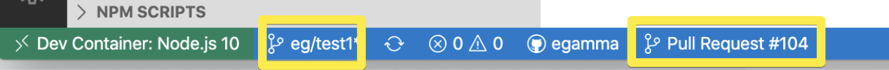 PR status in status bar