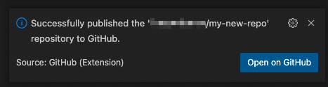 Screenshot of the "Open in GitHub" pop-up in VS Code